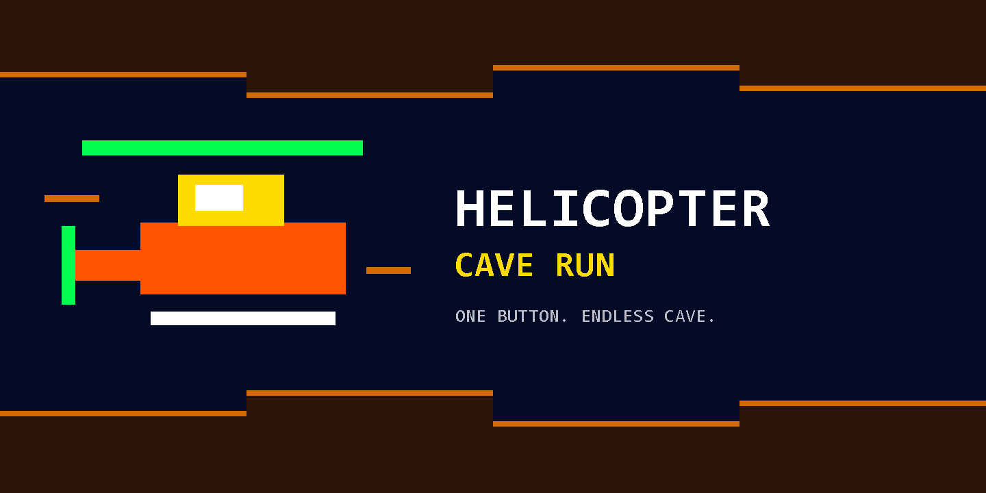Helicopter: Cave Run med pixelhelikopter i en procedurelt genereret cave